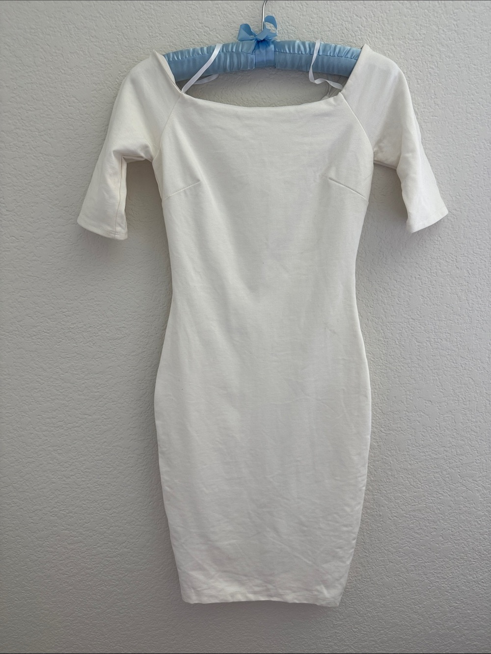 Lulu's White Off-Shoulder Midi Sheath Dress
